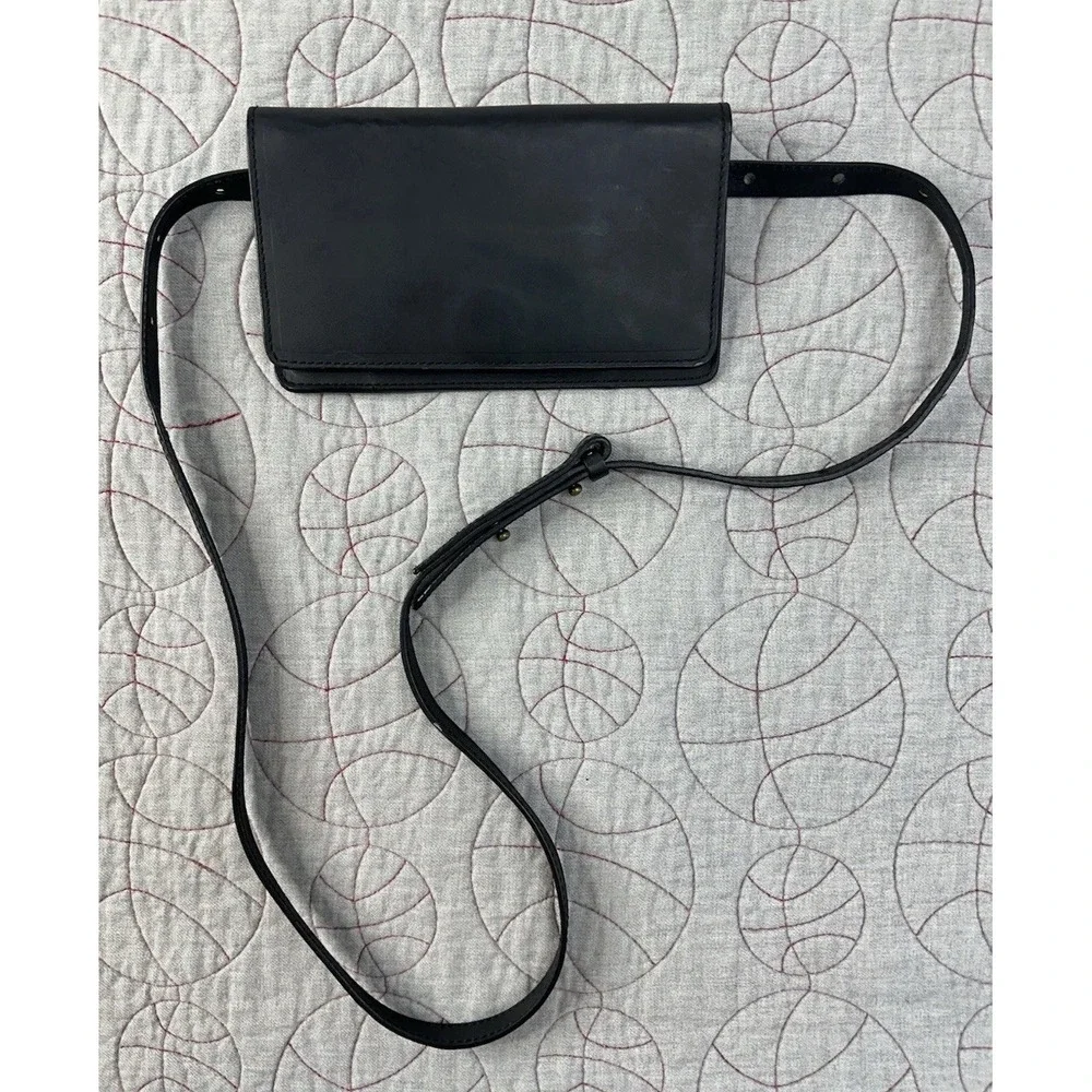 ABLE Karla Black Leather Belt Waist Bag‎ Crossbody Convertible Adjustable Strap